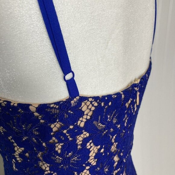 Lulu’s ‘She’s a Knockout’ Cobalt Blue Lace Lined Bodycon Sleeveless Dress-M - Picture 10 of 16
